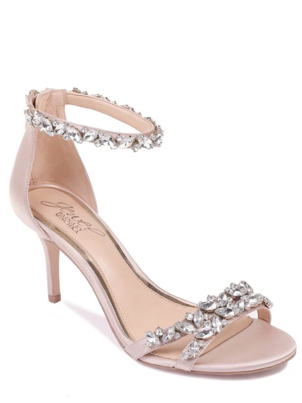 Badgley Mischka Caroline Ankle Strap Heels w/Crystals
